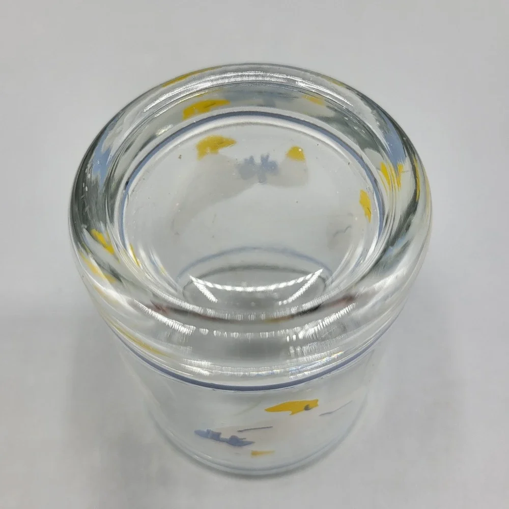 Votive Candleholder Glass Small Vintage Country Goose Blue Bow Clear Replacement